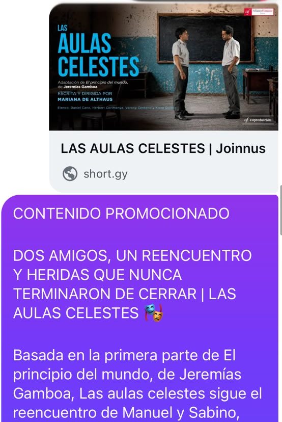 Afiche compartido en el canal de difusión de Instagram
