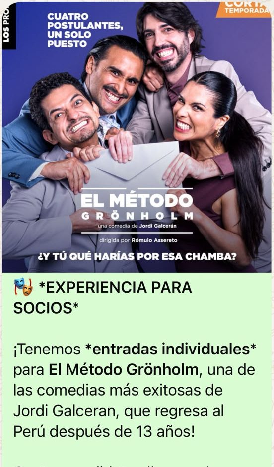 Sorteo publicado en el grupo de socios del Club