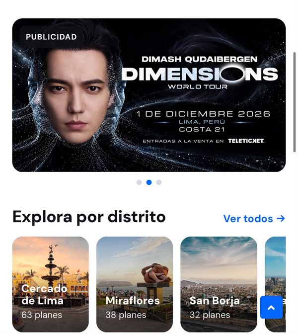 Banner de publicidad en el inicio de entradalibre.me