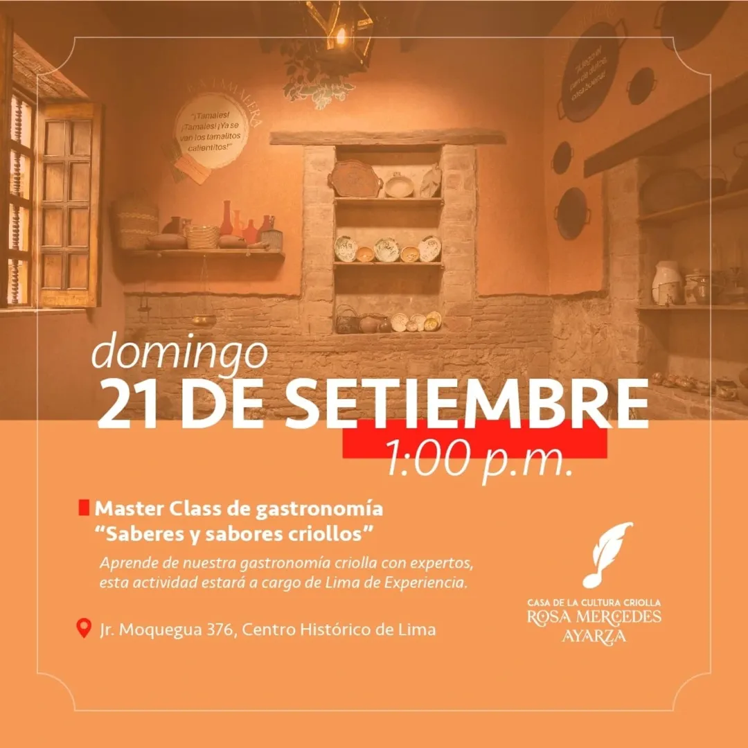 MASTER CLASS DE GASTRONOMÍA «SABERES Y SABORES CRIOLLOS»
