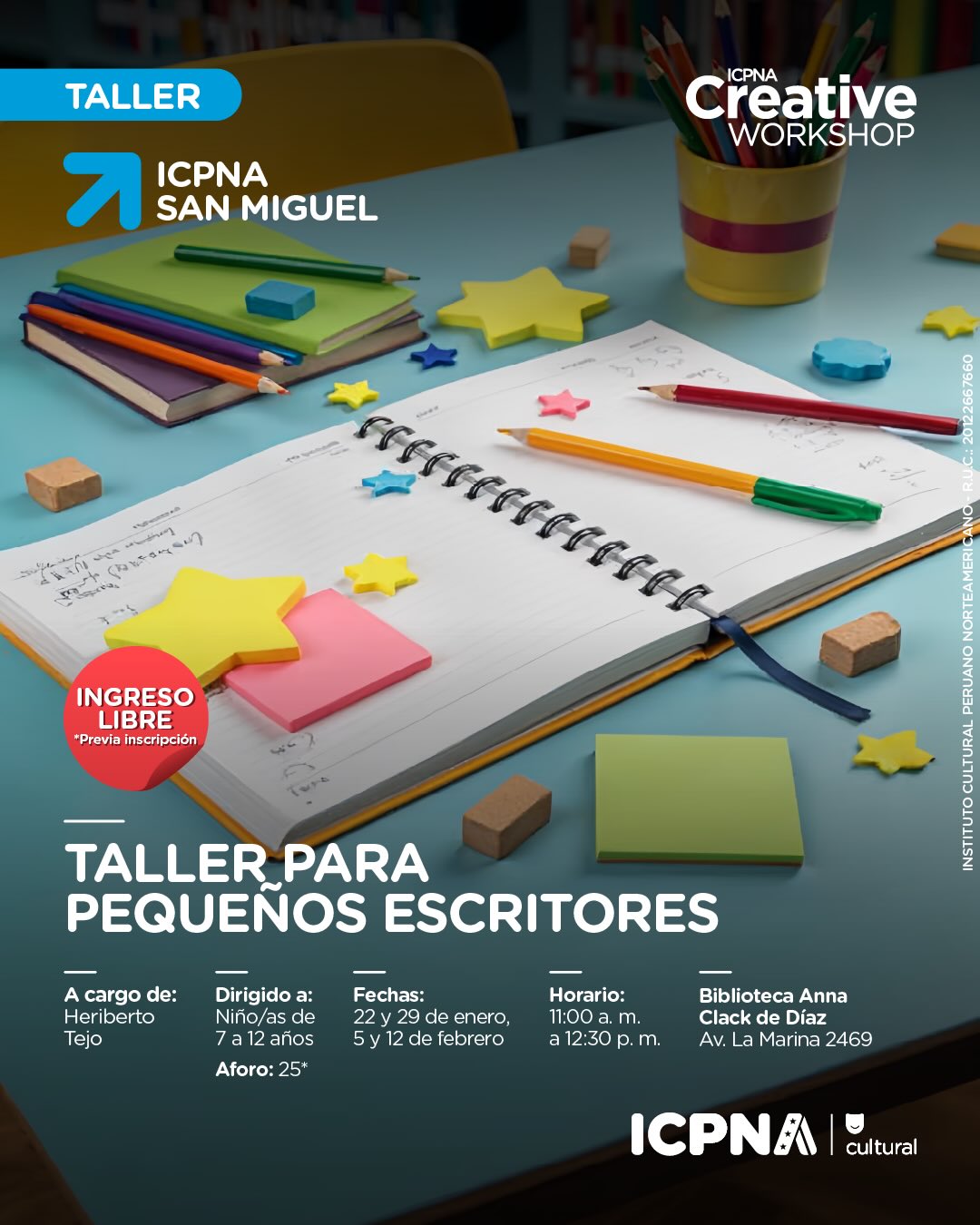 TALLER PARA PEQUEÑOS ESCRITORES